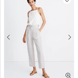 Pleated Taper Wide-Leg Pants in Windowpane